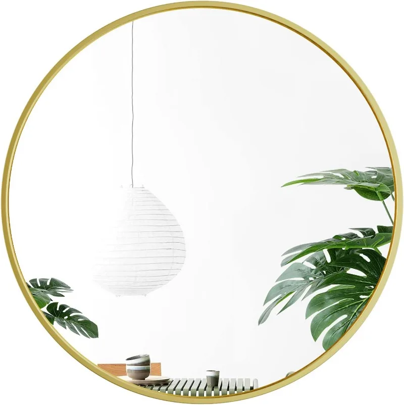 Round Wall Mirror,48" Large Gold Wall Mounted Circle Mirror for Washroom,Entryways,Living Rooms,Bathroom,Locker Room …