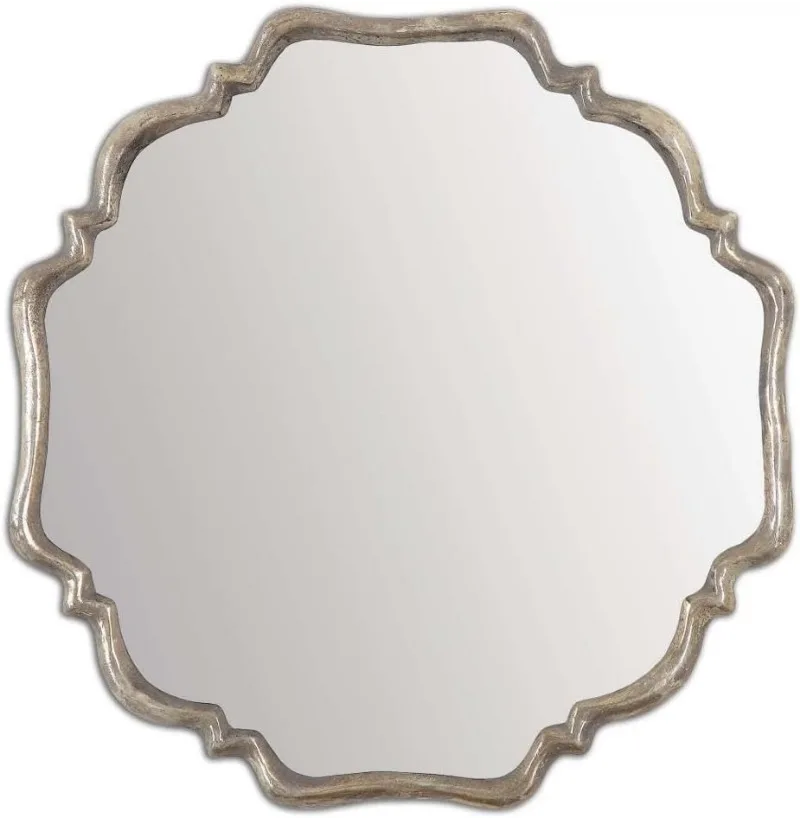 Valentia - 32 inch Mirror Irregular Shape, Finish: Plated Oxidized Silver/Rust Gray Wash