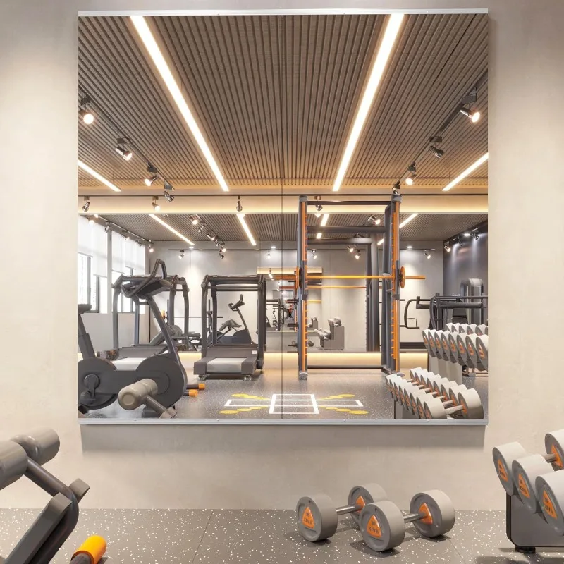 Home Gym Mirror, 48X32 Inch(Each)-2Pcs, Frameless Large Full Body Mirror Yoga Mirror, Tempered Glass Mirror, Full Length Wall Mo