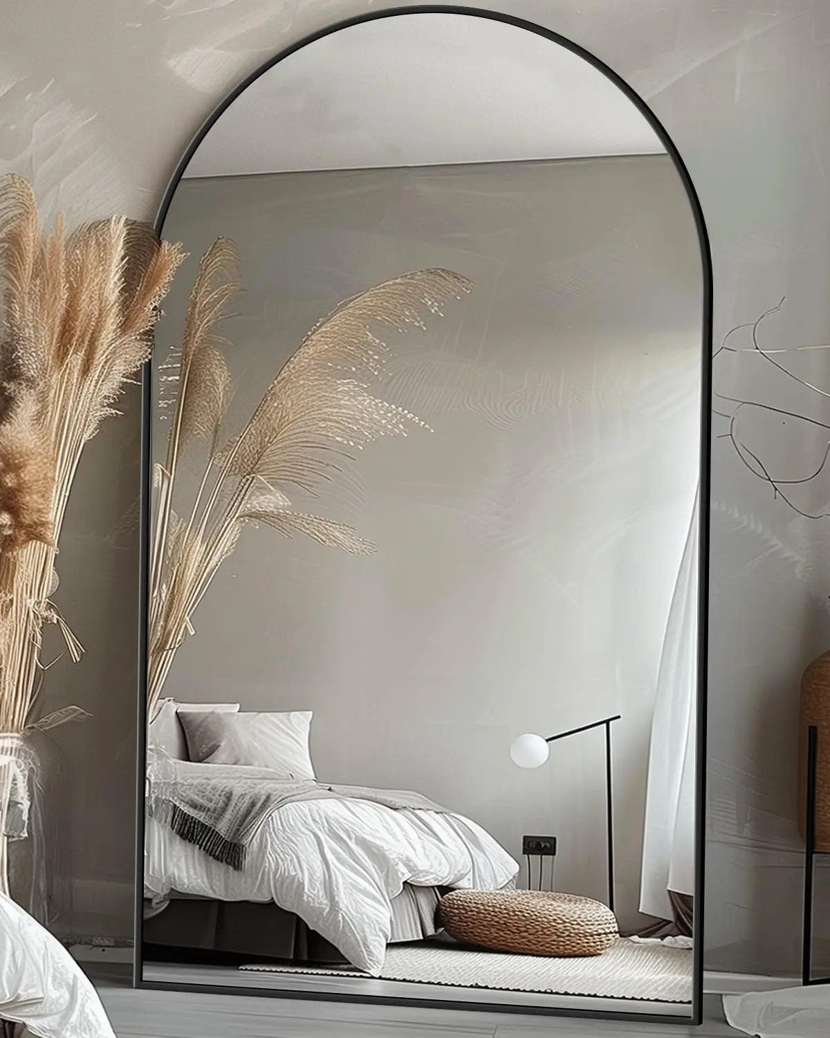 44"x72" Oversized Floor Mirror, Arched Full Body Mirror with Stand Large Floor Standing Mirror