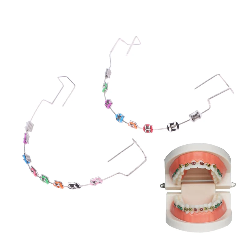 1 Pair Temporary Tooth Decoration With Metal Wires Colorful Bracket And Orthodontic Ligature Ties Dental Decorations