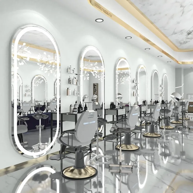 70" x 32" Large Luxury Wall Mounted Mirror with LED Lights - Oval Full Length Mirror, LED Lighted Full Body Dressing M