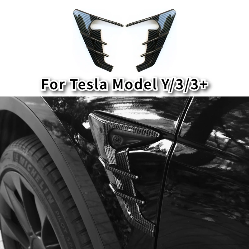For Tesla Model Y/3/3+ Highland 2021-2024 Side Camera Cover Leaf Board Camera Protective Cover Thunder Side Sign Car Accessories