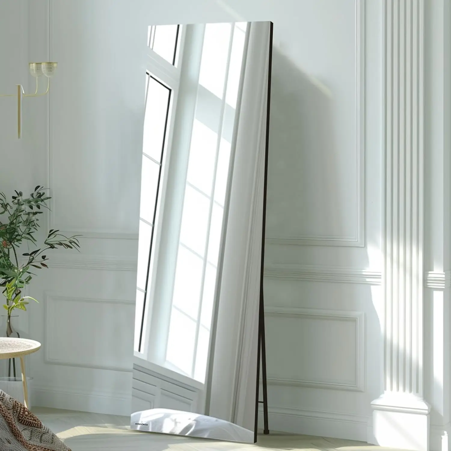Frameless Full Length Silver Mirror w/ Distortion Free & Anti Desilvering Tech, HD Reflection Tempered Glass& Shatter Pr