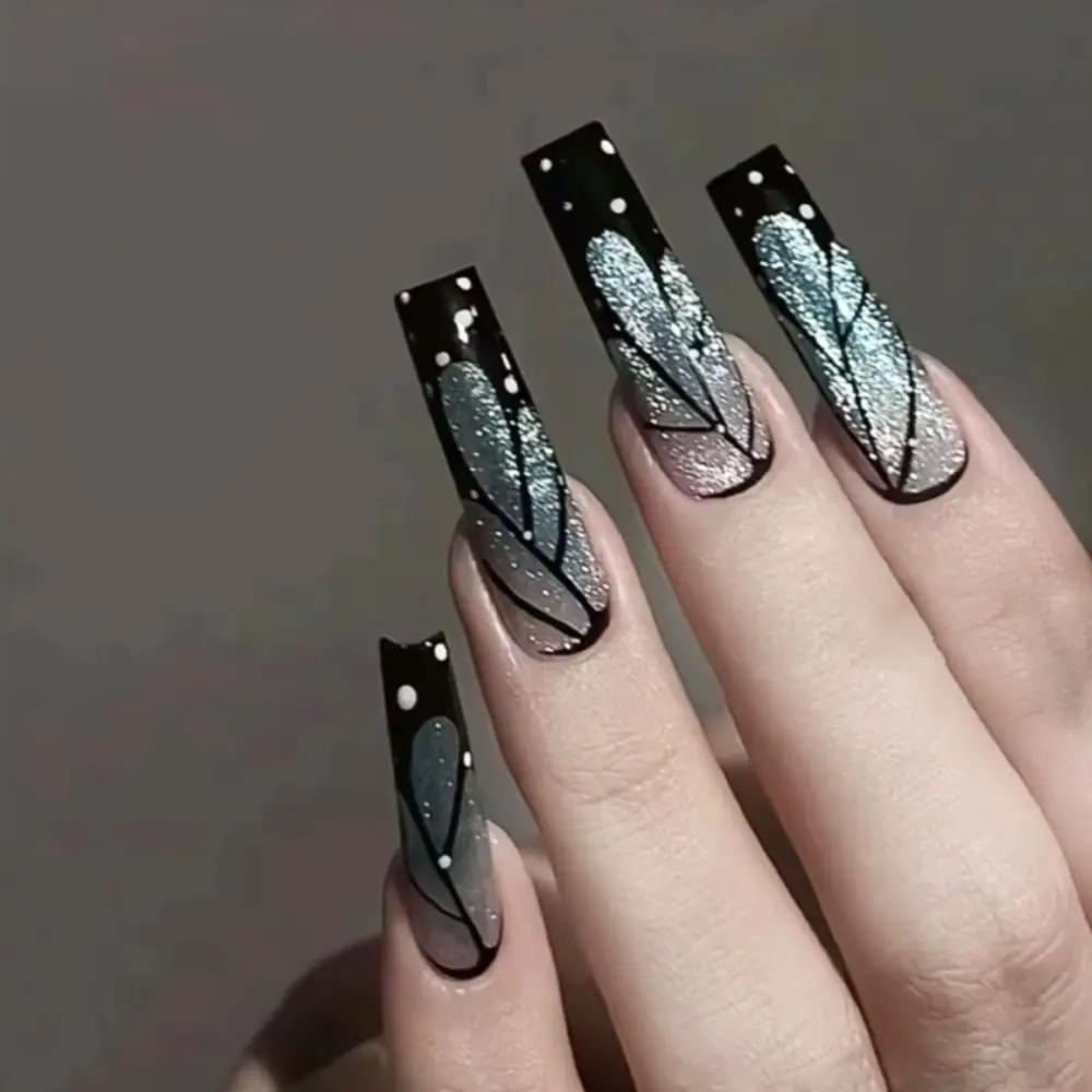 Manicure False Nails Long Ballerina Press on Nails Cat eye wearing nail patch Detachable Fake Nials DIY Butterfly Fake Nails