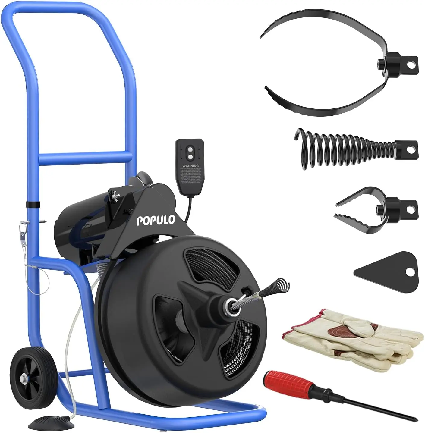 75 FT × 3/8" Drain Cleaner Machine, Electric Drain Auger Drain Snake 75 Ft, For 2"-4" Pipe. With 4 Cutters, Air F