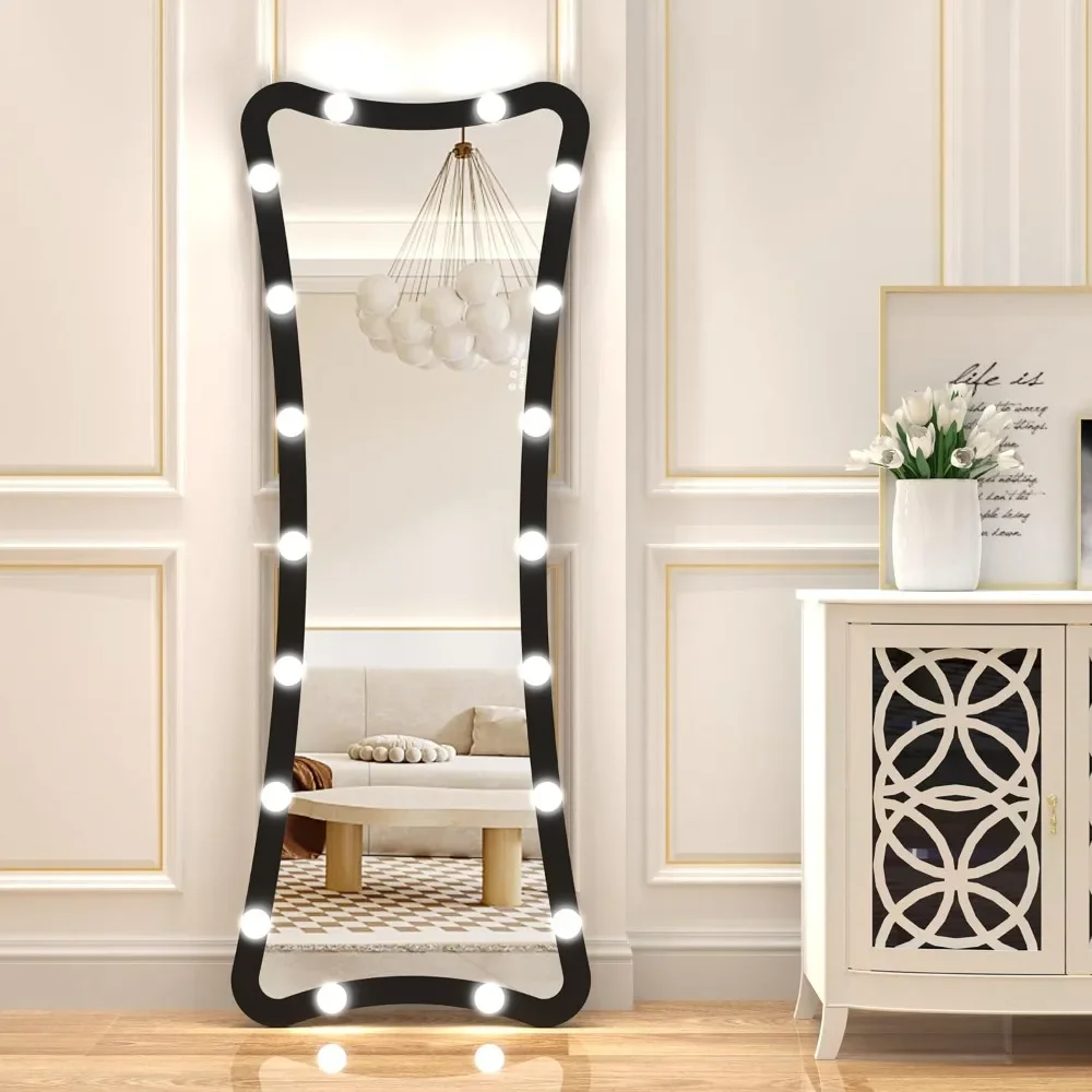 Full Length Mirror with Lights, Dimming & 3 Color Mode, Wall Mounted or Lean Against Wall, Mirror