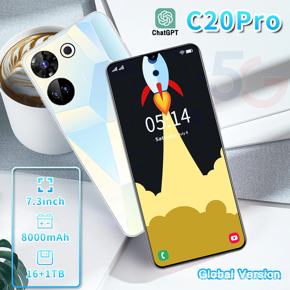 Hot Selling New Mobile Phone C20pro All-In-One Large Screen Hd Android Versão Global Smartphone Cheap Portable Phone S22 Ultra