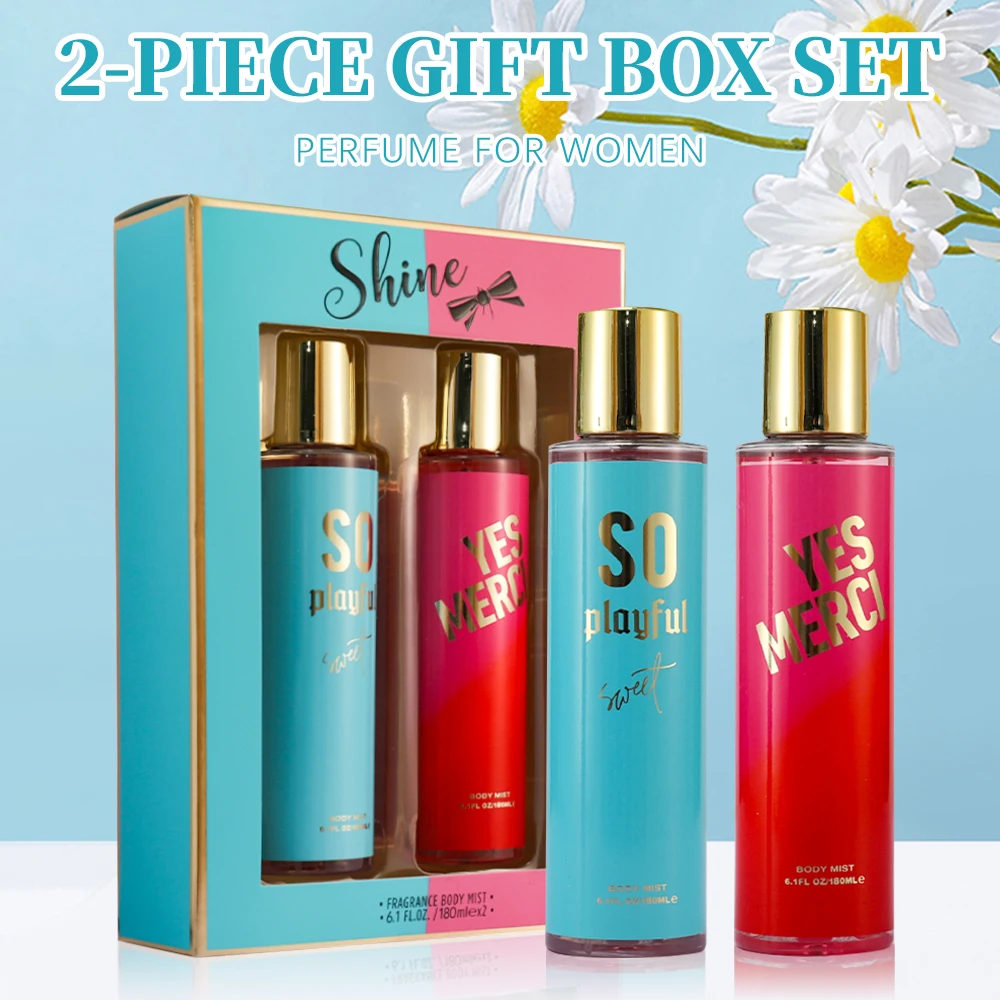 Women's Fragrance Sets 2 Pcs 6.1fl.oz Body Mist for Women Body Spray Gifts Set Long Lasting Fragrance for Holiday Gifts Dat