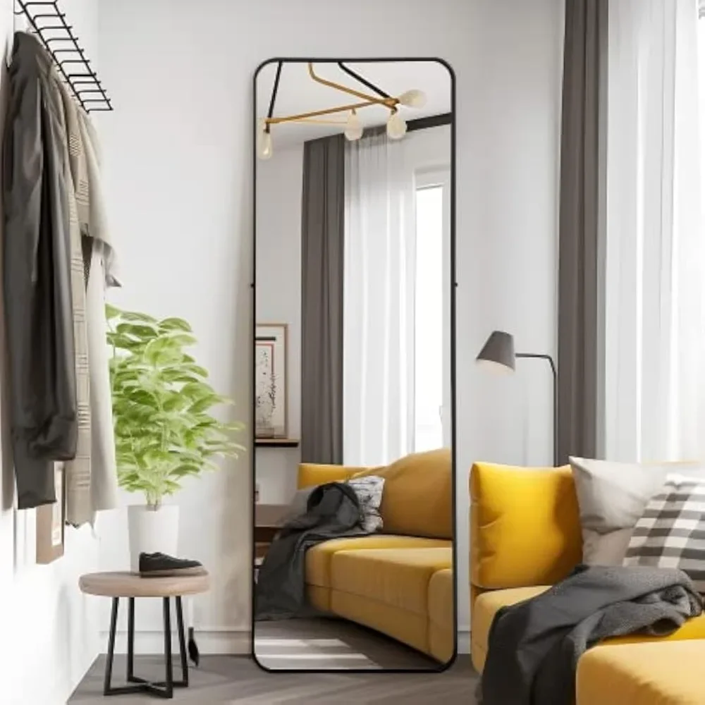 65"x22" Full Length Mirror with Stand，Wall-Mounted Mirror Standing or Leaning Against Wall，Dressing Mirror