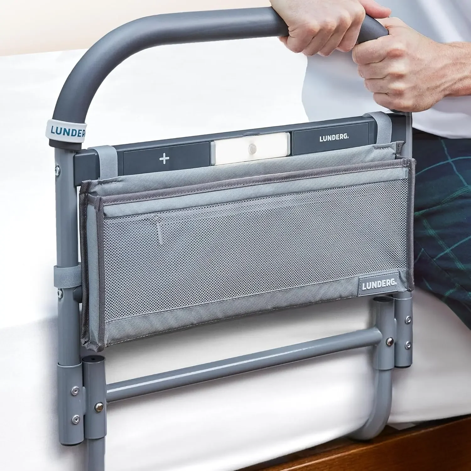 Bed Rails for Elderly Adults Safety Large with Motion Light & Storage Pocket Railings for Seniors & Surgery Patients The
