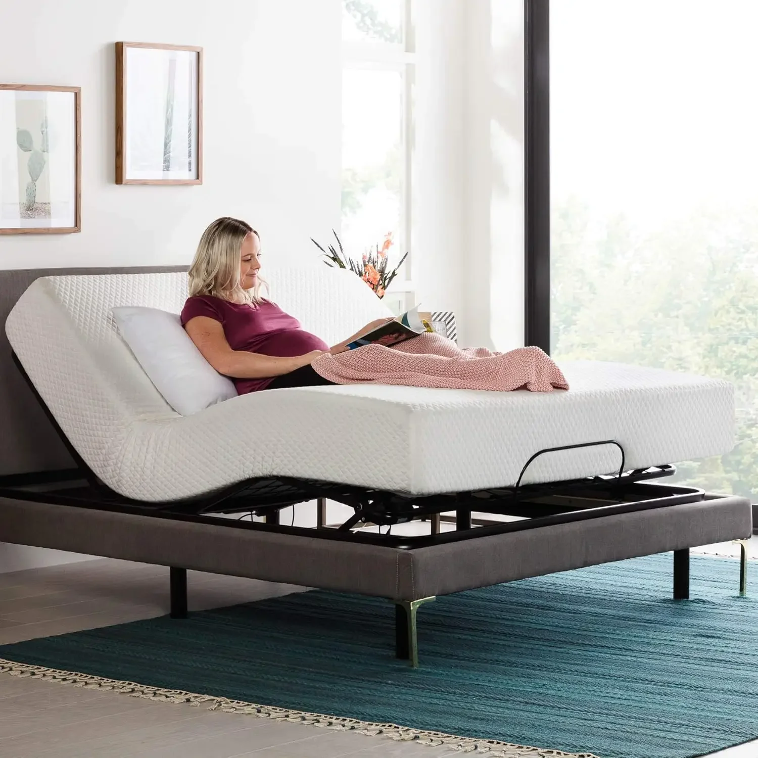 Adjustable Bed Frame - Independent Head and Foot Incline Powerful Quiet Motor Easy Tool Free Assembly Lounging