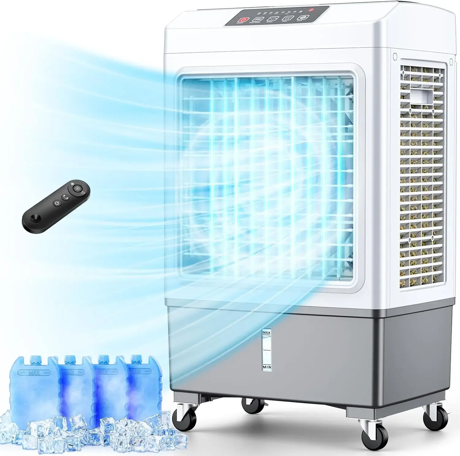 Air Conditioner, 35-INCH Swamp Cooler Air Conditioner w/2 Modes & 3 Speeds, 2100CFM, 700Sq.ft, Smart Timer for Auto off, 8Ga