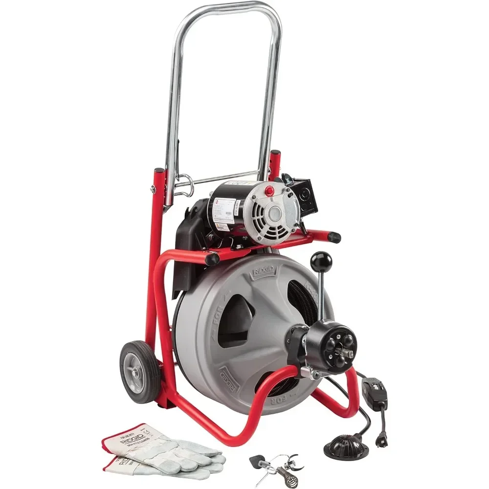 K-400 Drain Cleaning 115-Volt Drum Machine Kit Control and C-32IW 3/8" x 75' Cable