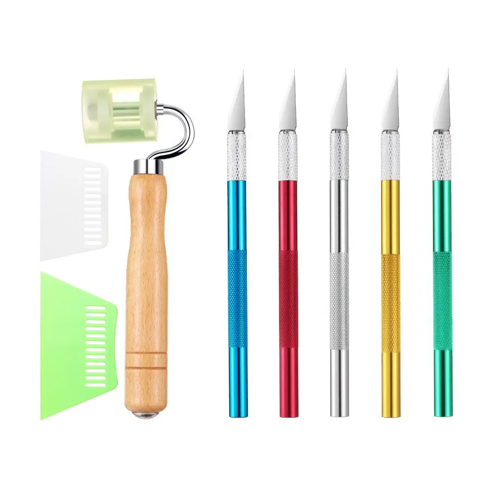 Decoration Engraving Cutter Non-slip Knife Sculpture Seam Roller Wallpaper Tools Squeegee Film Scraper Kit