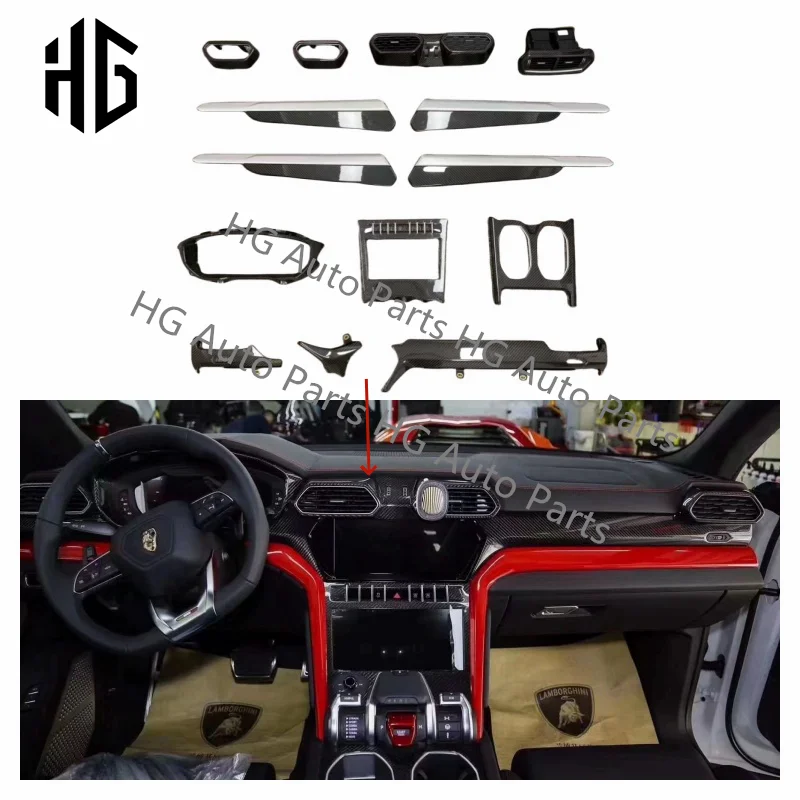 High quality dry carbon fiber center control air conditioning outlet cover decoration parts interior trims for lamborghini urus
