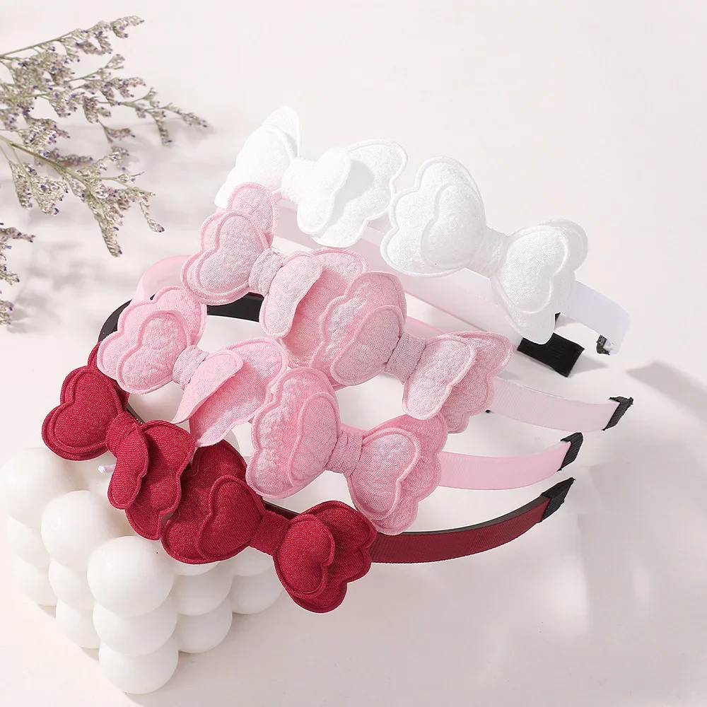1pcs Candy Colored Hairbands Double Layered Bow Cute Bangs Headband for Girls Cotton Sweet Safe Children's Hair Accessories