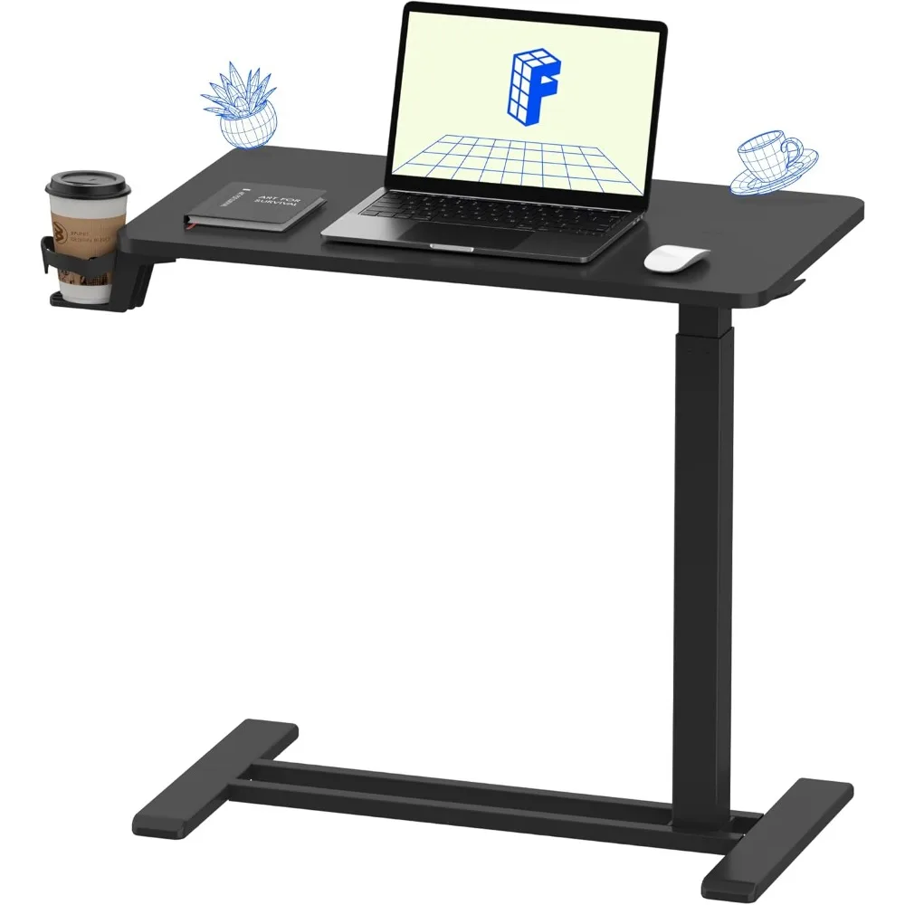 Medical Adjustable Overbed Bedside Table with Wheels Pneumatic Mobile Standing Desk Laptop Desk Rolling Computer