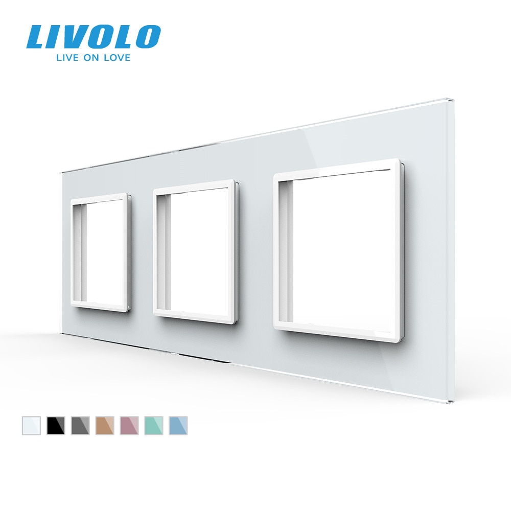 Livolo Luxury White Pearl Crystal Glass,EU standard, Triple Glass Panel For Wall Switch&Socket,C7-3SR-11 (4 Colors)
