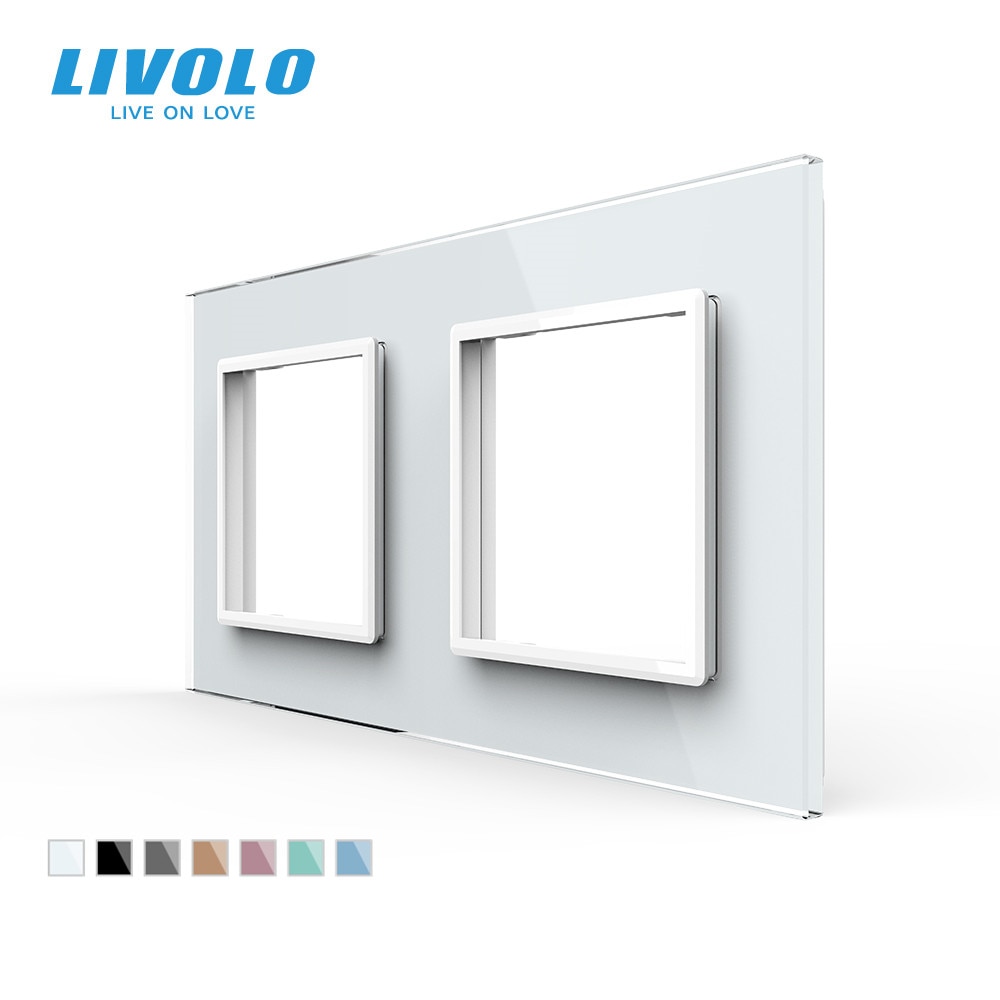 Livolo Luxury White Pearl Crystal Glass, EU standard, Double Glass Panel For Wall Switch&Socket, C7-2SR-11 (4 Colors)