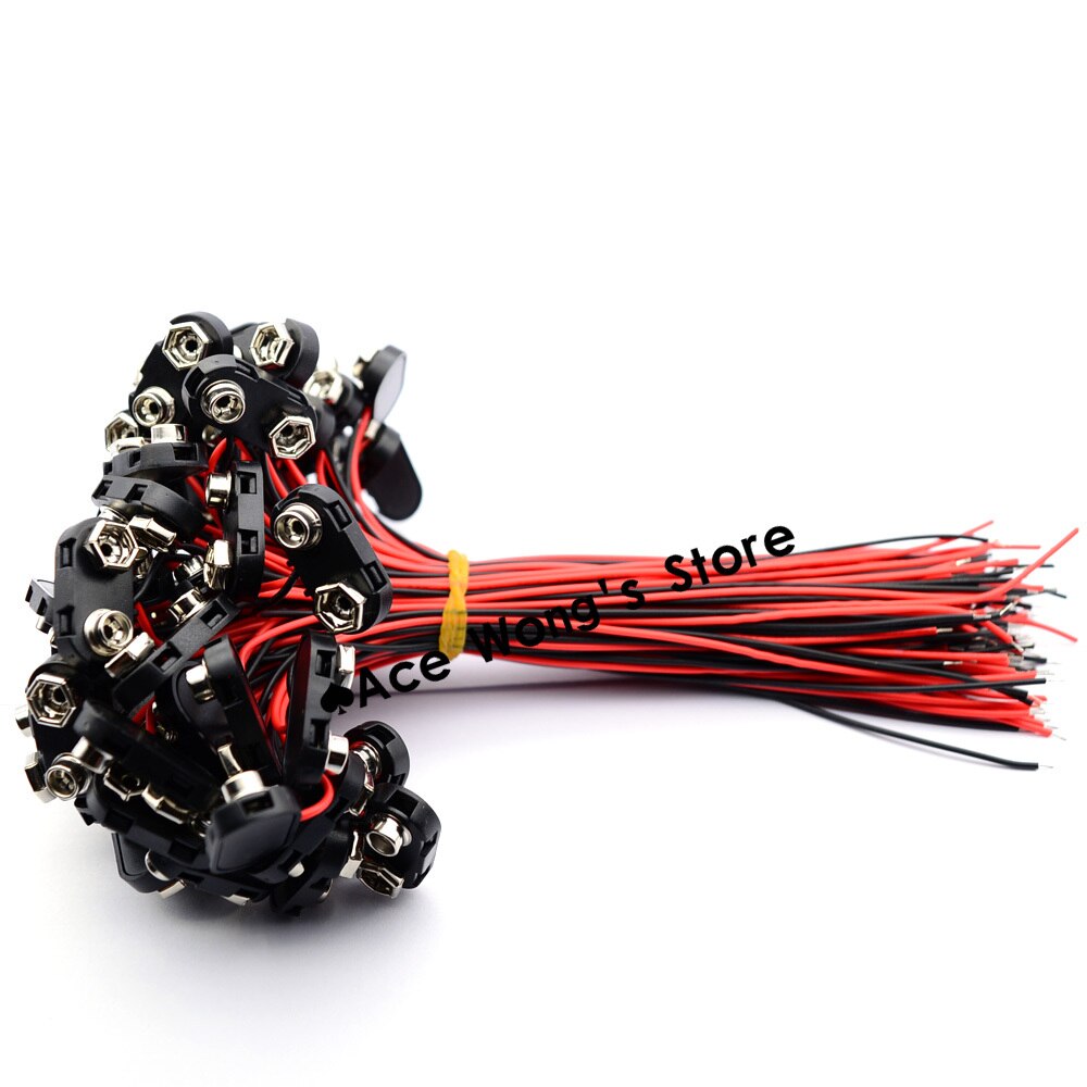 100pcs 9V Battery Snap Connector clip Lead Wires holder