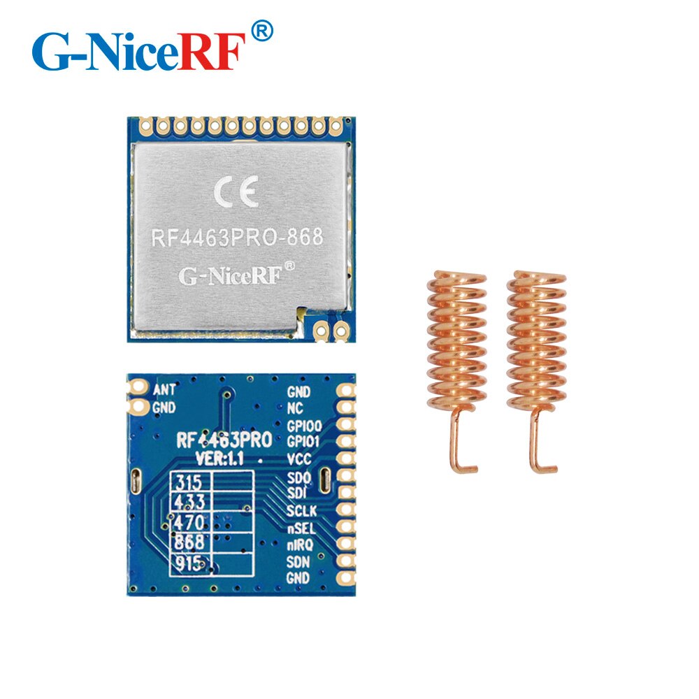 2PCS/lot High Receive Sensitivity (-121 dBm) Si4463 Embedded CE Certificated 868MHz FSK RF Module RF4463PRO For Remote Control