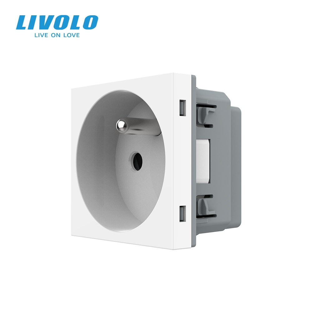 Livolo French Socket White Plastic Materials FR standard Wall Plug DIY Fit Function Key without Frame VL-C7-C1FR-11 (4 Colors)