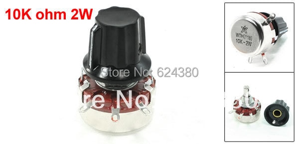 WTH118 10K 22K 47K 68K OHM 5% 2W Single Turn Rotary Linear Taper Potentiometer Carbon Pot w Knob