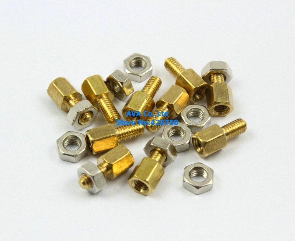 100 M3x6mm Male Female Hex PCB Standoff Spacers 5mm Body Length with Nuts