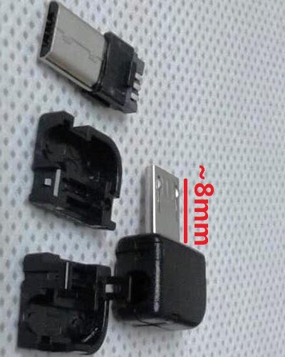 10pcs DIY Right Angel 90 Degree Long Micro USB Type B Male 5pin three Piece Assembly Connector Plug Socket
