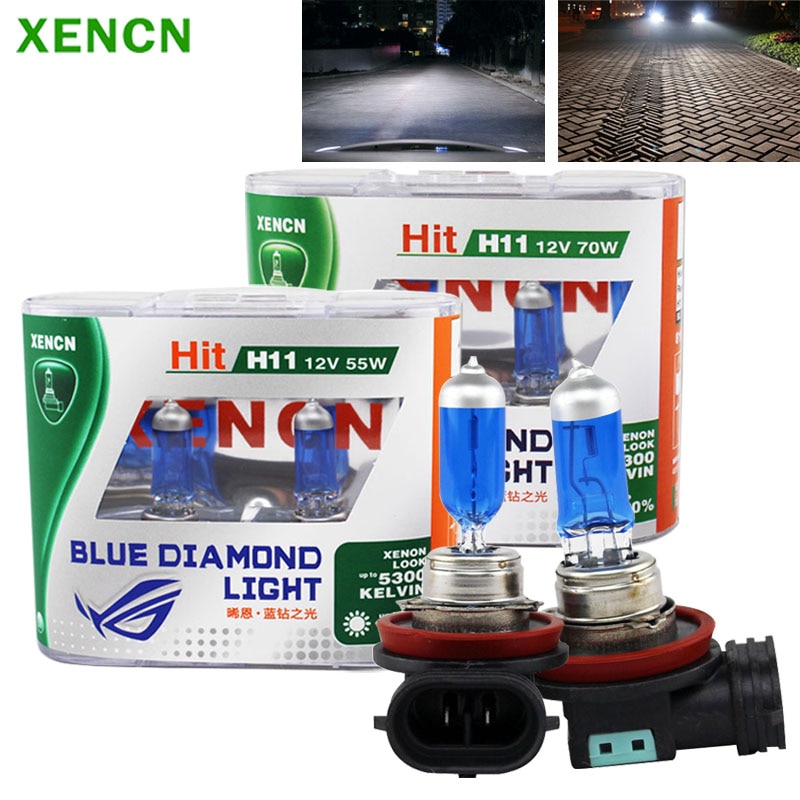 XENCN H11 Halogen Blue Diamond Light 12V 55W 70W Original Car Headlight 5300K White Light +20% Bright Genuine Auto Fog Bulbs