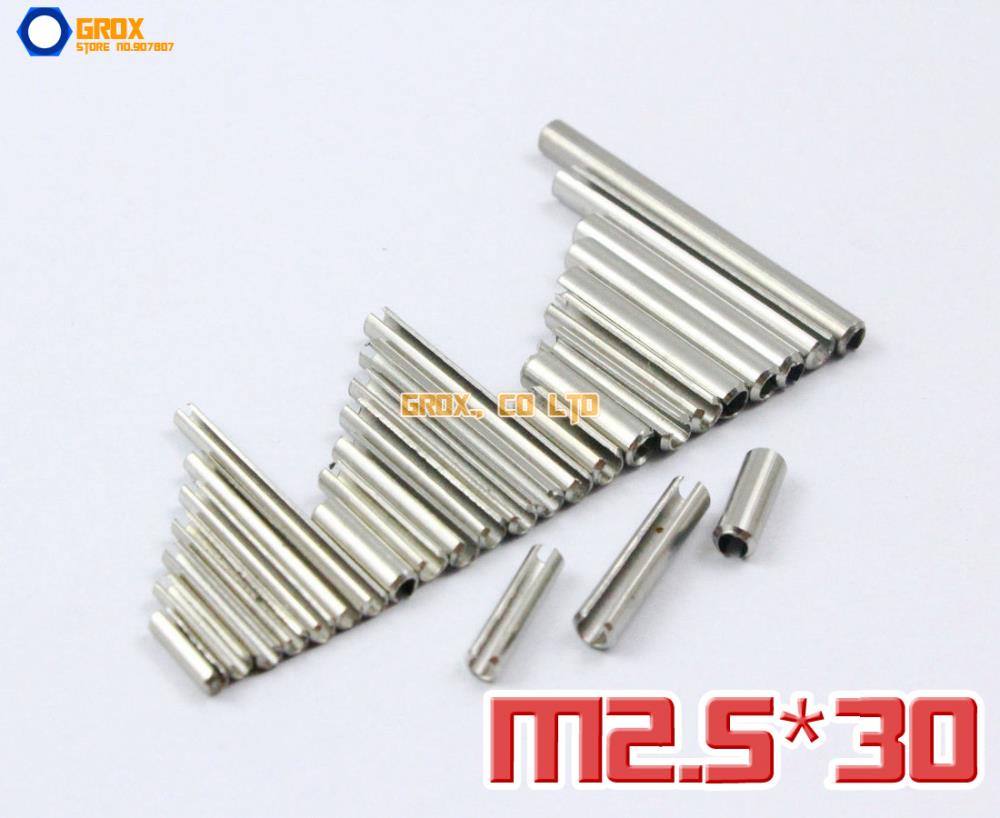 100 Pieces M2.5 x 30mm 304 Stainless Steel Slotted Spring Tension Pin Sellock Roll Pin