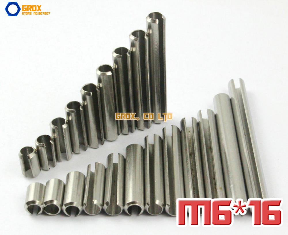 50 Pieces M6 x 16mm 304 Stainless Steel Slotted Spring Tension Pin Sellock Roll Pin