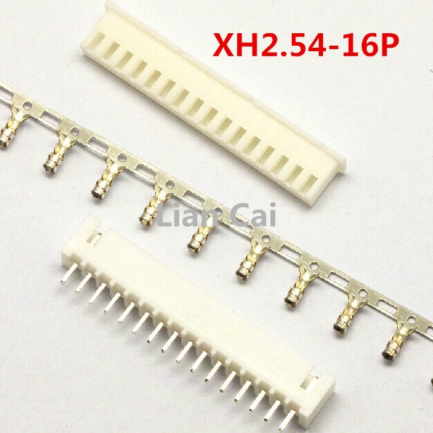 50Set XH2.54 2.54mm 16Pin 16P 180degree Curved Male Pin Header+Terminal+Female Housing XH2.54-16P Connector Kit
