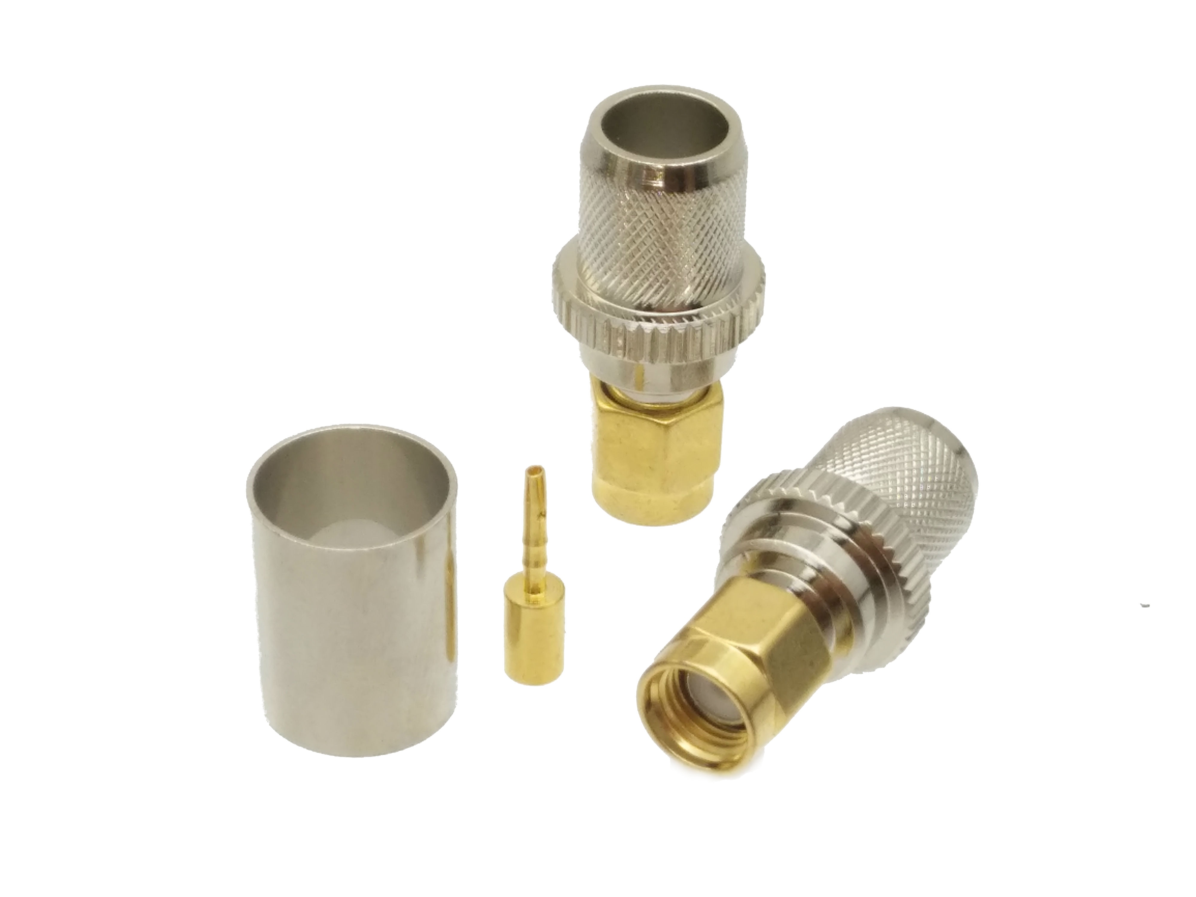 10pcs connector RP*SMA male crimp RG8 LMR400 RG213 RG165 RG393 RG214 gold