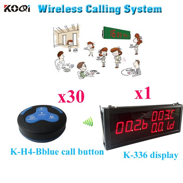 Paging System Restaurant Display Pocsag Transmitter Used Hamburger( 1pcs display+ 30pcs call button)
