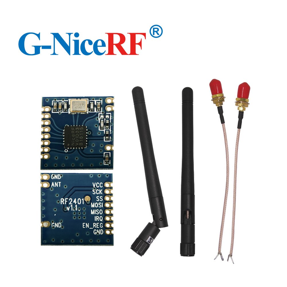 10pcs/lot Small Size Embedded 2.4G RF TX/RX Module RF2401 with 10pcs 2.5G Rubber Antenna