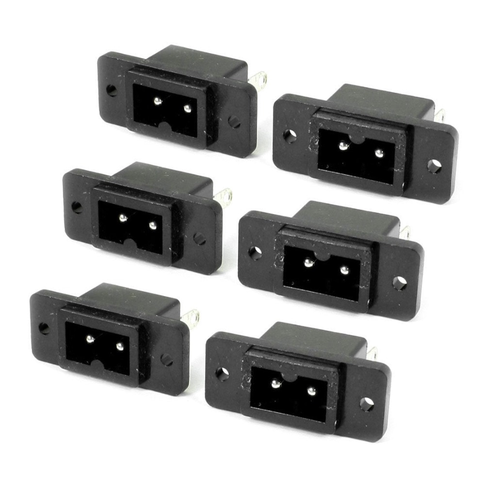 6pcs 250V 2.5A 2 Pin Black IEC60320 C12 Male Plug Power Inlet Socket Adapter