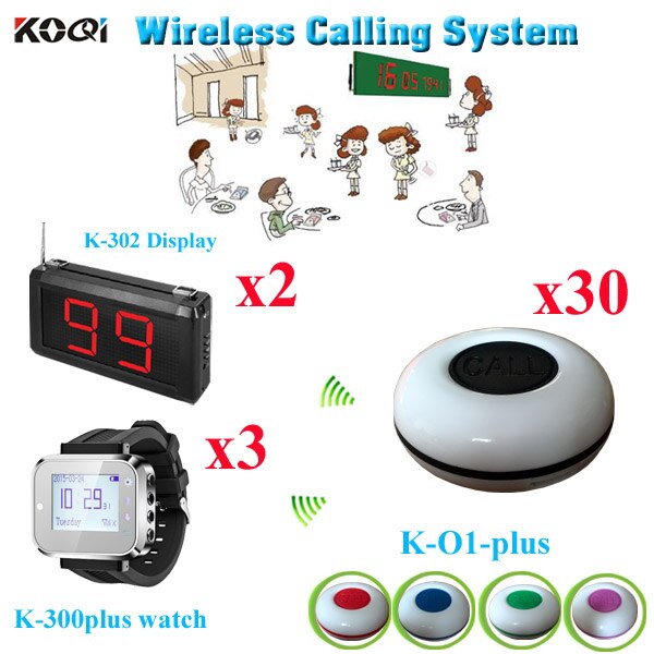 Ordering System In Time Delivery Kitchen Equipment Passed CE(2 display with 3 watch and 30 call buzzer)