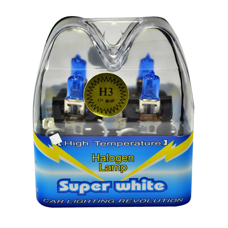 SZKDCE 2Pcs DC 12V H3 55W 6000K Car Headlight Fog Light Driving Lamp Car Head Light Bulbs Halogen Xenon Filled Super White
