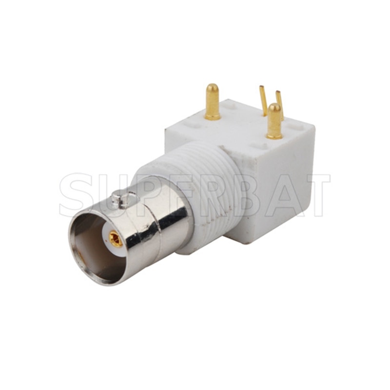 Superbat 10pcs BNC Commercial through hole Female Right Angle PCB Mount Connector