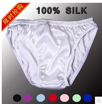Free shipping briefs 100% silk underwear men's silk