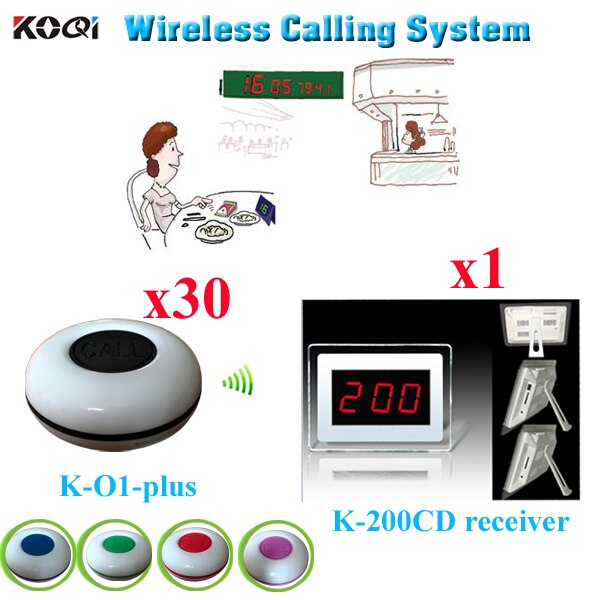 Wireless Ordering System Cheap Restaurant Service To Call Waiter For Customer Service(1 display 30 waterproof call button)