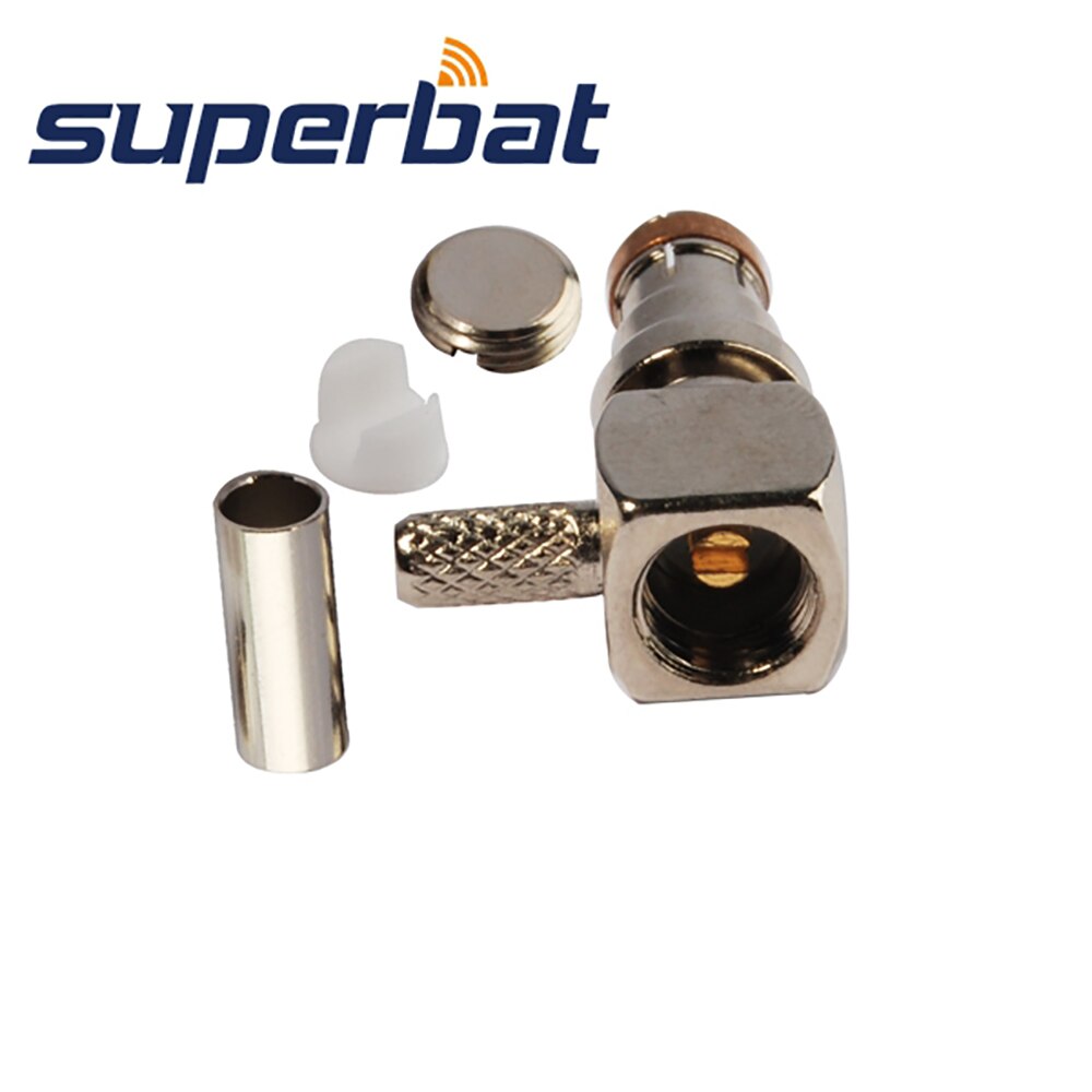 Superbat 10pcs SMB Male Right Angle Crimp Attachment RF Coaxial Connector for Cable RG174,RG316,LMR100