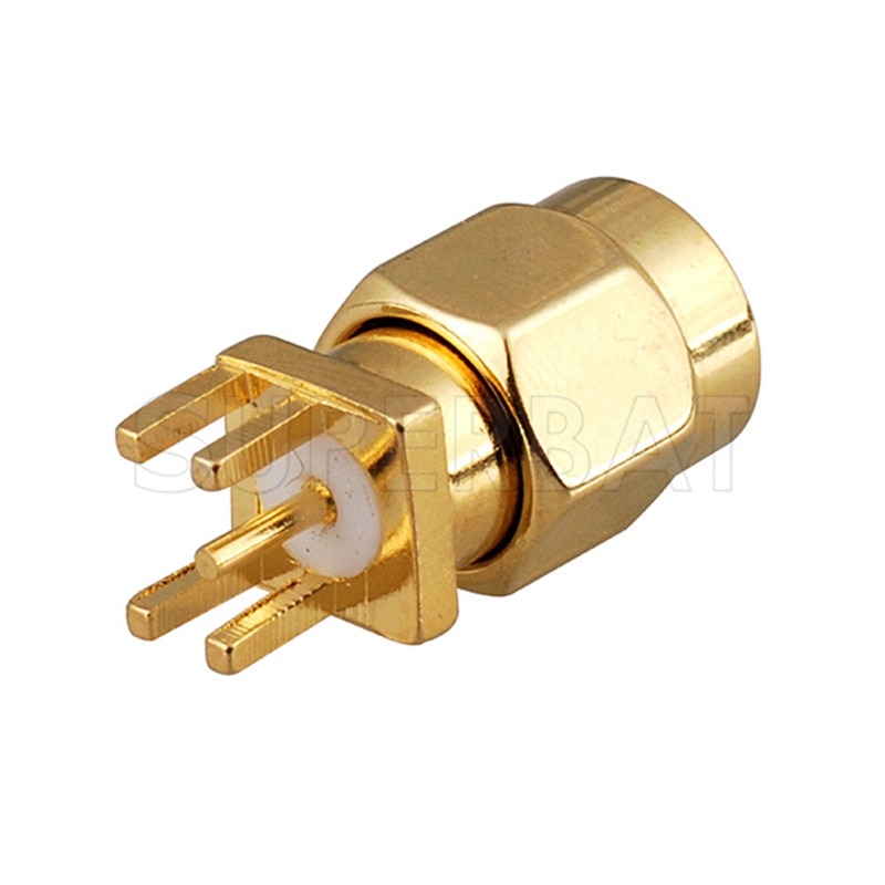 Superbat 10pcs SMA End Launch Male Vertical PCB Mount 1.6mm 0.063" RF Coaxial Connector