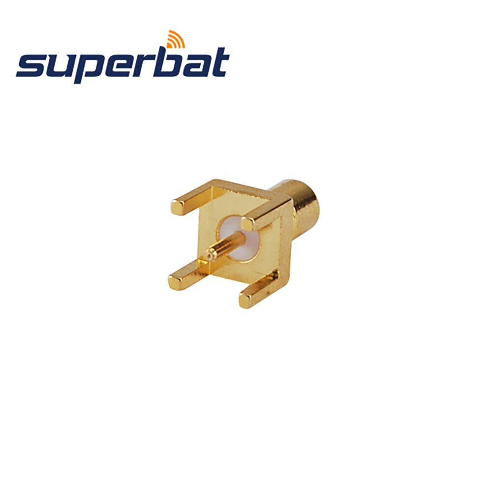 Superbat 10pcs SMB Thru Hole Female PCB Mount with Solder Post Terminal RF Coaxial Connector