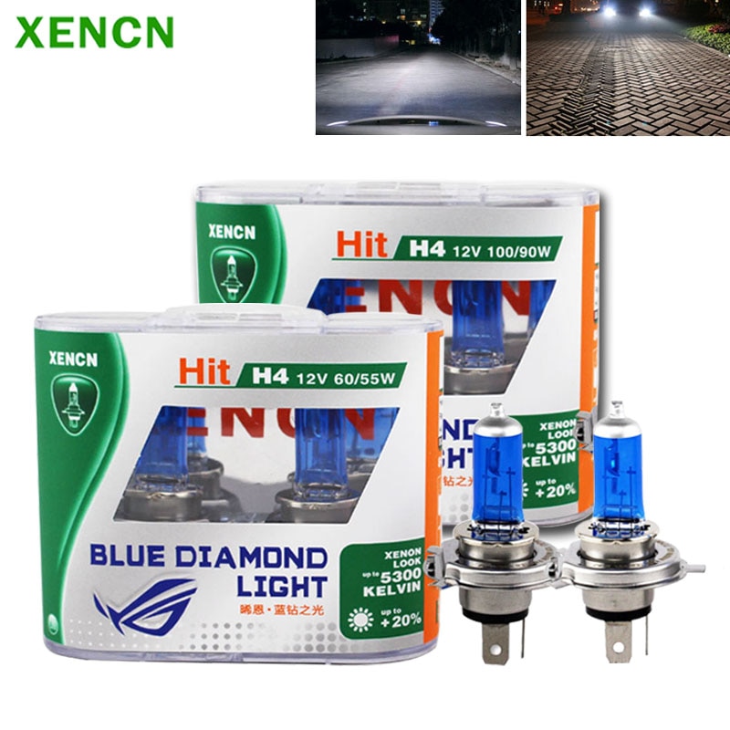XENCN H4 HB2 9003 Blue Diamond Light Halogen 12V 60/55W Original Car Headlight 5300K White Light +20% Bright Genuine Lamps, Pair