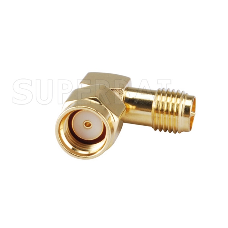 Superbat 5pcs RP-SMA Adapter RP-SMA Male to RP-SMA Female Right Angle RF Coaxial Connector