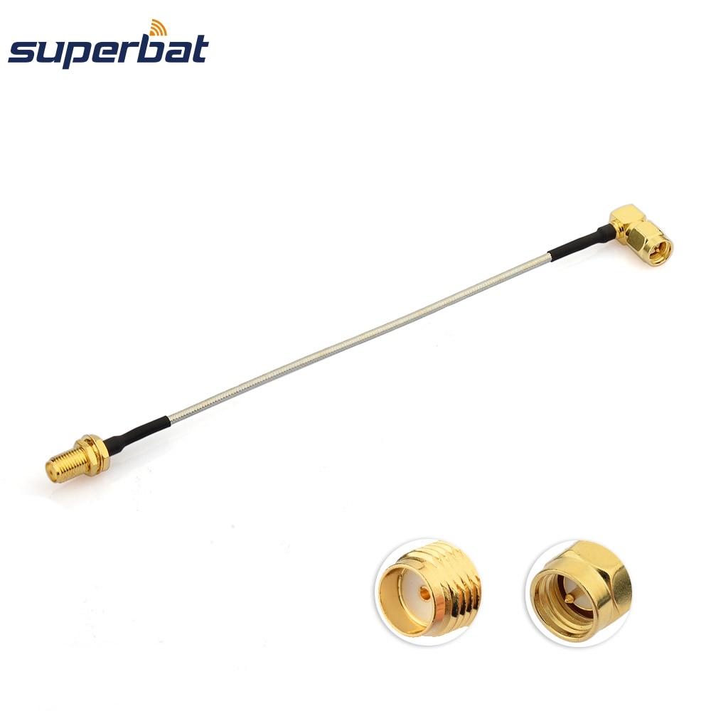 Superbat SMA BulkHead Female to SMA Right Angle Male Pigtail Cable RG405 10cm Antenna Feeder Cable Assembly