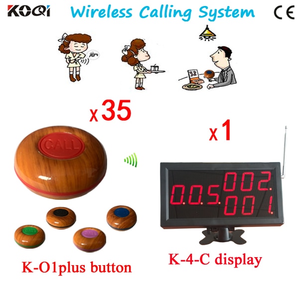 1 Set Wireless Calling System Waiter Call Service Paging System for Restaurant , 1 Panel Receiver+35 Buttons Free Ship